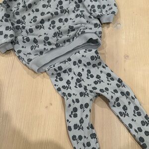 Zara Gray Baby Set with Black Floral Design